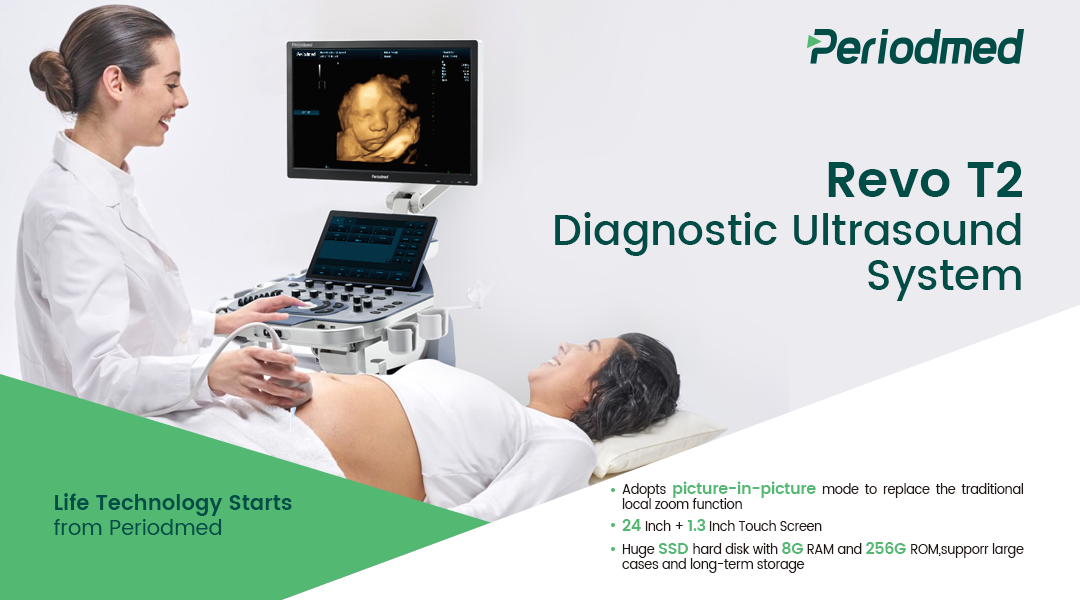 Ultrasound technician during ultrasound scan with Periodmed machine