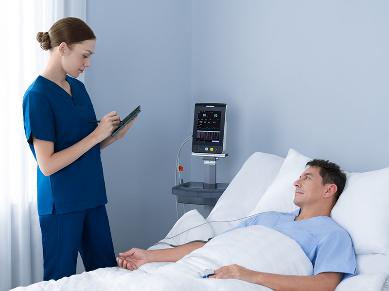 Patient lying in bed